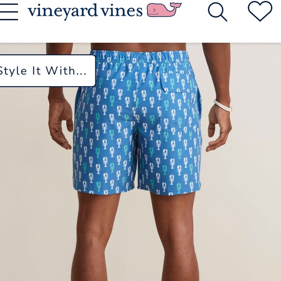VINEYARD VINES fish print men’s swim trunks size M pink blue - Picture 8 of 17